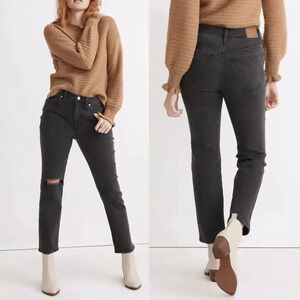 Madewell The Girljean Adolpha Wash Black Ripped Knee Edition High Rise Size 26